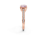 Rose gold Fancy Pink Princess  Brilliant Cut Diamond Engagement Ring with Pavé Band and Four-Prong Setting_31