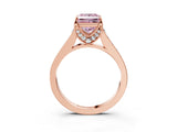 Rose gold Fancy Pink Princess  Brilliant Cut Diamond Engagement Ring with Pavé Band and Four-Prong Setting_32