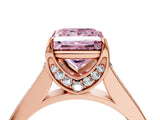Rose gold Fancy Pink Princess  Brilliant Cut Diamond Engagement Ring with Pavé Band and Four-Prong Setting_33