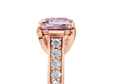 Rose gold Fancy Pink Princess  Brilliant Cut Diamond Engagement Ring with Pavé Band and Four-Prong Setting_34