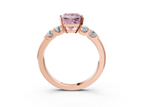 Rose gold Fancy Pink Princess  Brilliant Cut Diamond Five-Stone Prong Set Engagement Ring with Channel Band_3