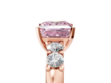 Rose gold Fancy Pink Princess  Brilliant Cut Diamond Five-Stone Prong Set Engagement Ring with Channel Band_5
