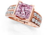 Rose gold Fancy Pink Princess  Brilliant Diamond Channel Set Wide Band Ring with Bezel Setting_1