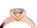 Rose gold Fancy Pink Princess  Brilliant Diamond Channel Set Wide Band Ring with Bezel Setting_4