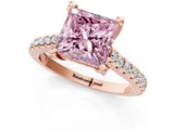 Rose gold Fancy Pink Princess  Brilliant Diamond Solitaire with Pavé Band and Four-Prong Setting 2