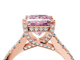 Rose gold Fancy Pink Princess  Brilliant Diamond Solitaire with Pavé Band and Four-Prong Setting 5