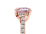 Rose gold Fancy Pink Princess  Brilliant Diamond Solitaire with Pavé Band and Four-Prong Setting