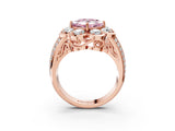 Rose gold Fancy Pink Princess  Brilliant Flower Halo Diamond Split Shank Ring_48