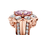 Rose gold Fancy Pink Princess  Brilliant Flower Halo Diamond Split Shank Ring_50