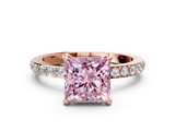 Rose gold Fancy Pink Princess  Brilliant Pavé Band Solitaire with Four-Prong Setting_18