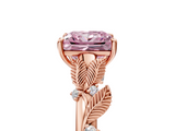 Rose gold Fancy Pink Princess  Brilliant Solitaire with Leaf Motif Band and Four-Prong Setting_38