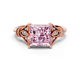 Rose gold Fancy Pink Princess  Brilliant Solitaire with Pave Band and Four-Prong Setting
