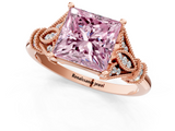Rose gold Fancy Pink Princess  Brilliant Solitaire with Pave Band and Four-Prong Setting_1