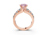 Rose gold Fancy Pink Princess  Brilliant Solitaire with Side Stones on a Pave Band and Four-Prong Setting_27