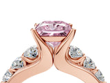 Rose gold Fancy Pink Princess  Brilliant Solitaire with Side Stones on a Pave Band and Four-Prong Setting_28