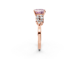 Rose gold Fancy Pink Princess  Cluster Diamond Engagement Ring with Pavé Band and Four-Prong Setting_2
