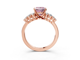Rose gold Fancy Pink Princess  Cluster Diamond Engagement Ring with Pavé Band and Four-Prong Setting_3