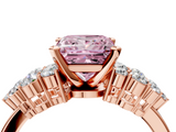 Rose gold Fancy Pink Princess  Cluster Diamond Engagement Ring with Pavé Band and Four-Prong Setting_4