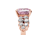 Rose gold Fancy Pink Princess  Cluster Diamond Engagement Ring with Pavé Band and Four-Prong Setting_5