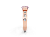 Rose gold Fancy Pink Princess Cut Brilliant Channel-Set Diamond Ring with Bezel Prong Setting_2