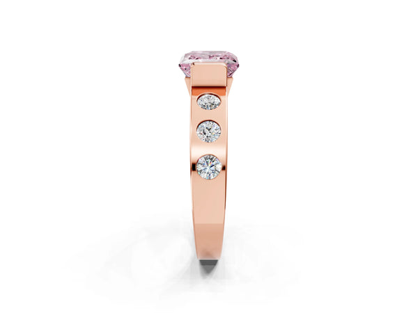 Rose Gold Princess Cut Tension Style Engagement Ring Setting for Fancy Pink Center