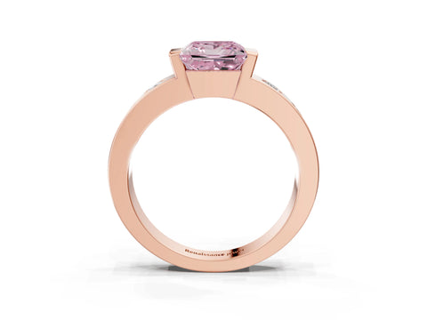 Rose gold Fancy Pink Princess Cut Brilliant Channel-Set Diamond Ring with Bezel Prong Setting_3