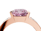 Rose gold Fancy Pink Princess Cut Brilliant Channel-Set Diamond Ring with Bezel Prong Setting_4