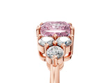 Rose gold Fancy Pink Princess Cut Brilliant Diamond Cluster Accent Solitaire Ring with Prong Setting_5