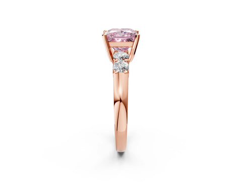 Rose gold Fancy Pink Princess Cut Brilliant Diamond Five-Stone Engagement Ring with Prong Setting on a Classic Band_5
