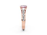 Rose gold Fancy Pink Princess Cut Brilliant Diamond Pavé Band with Six-Prong Setting_2
