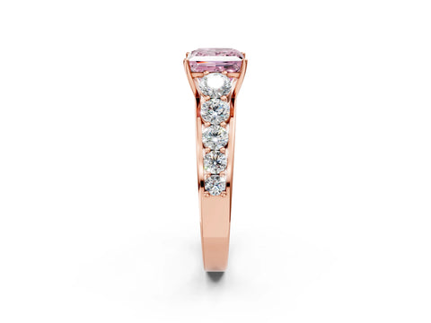 Rose gold Fancy Pink Princess Cut Brilliant Diamond Pavé Band with Six-Prong Setting_2