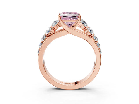 Rose gold Fancy Pink Princess Cut Brilliant Diamond Pavé Band with Six-Prong Setting_3
