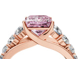 Rose gold Fancy Pink Princess Cut Brilliant Diamond Pavé Band with Six-Prong Setting_4
