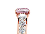 Rose gold Fancy Pink Princess Cut Brilliant Diamond Pavé Band with Six-Prong Setting_5