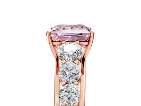 Rose gold Fancy Pink Princess Cut Brilliant Diamond Pavé Band with Six-Prong Setting_5