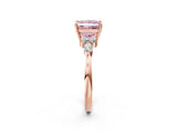 Rose gold Fancy Pink Princess Cut Brilliant Diamond Solitaire Ring with Pear Side Stones and Four-Prong Setting_5