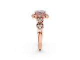 Rose gold Fancy Pink Princess Cut Brilliant Milgrain Pave Heart Band Solitaire Ring_2