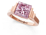 Rose gold Fancy Pink Princess Cut Brilliant Solitaire Diamond Ring with Channel Set Band and Bar Prong Setting_1