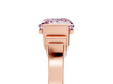 Rose gold Fancy Pink Princess Cut Brilliant Solitaire Diamond Ring with Channel Set Band and Bar Prong Setting_5