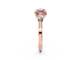 Rose gold Fancy Pink Princess Cut Brilliant Three-Stone Diamond Ring with Pavé Band and Four-Prong Setting_5