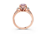 Rose gold Fancy Pink Princess Cut Brilliant Three-Stone Diamond Ring with Pavé Band and Four-Prong Setting_6