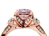 Rose gold Fancy Pink Princess Cut Brilliant Three-Stone Diamond Ring with Pavé Band and Four-Prong Setting_7
