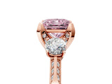 Rose gold Fancy Pink Princess Cut Brilliant Three-Stone Diamond Ring with Pavé Band and Four-Prong Setting_8