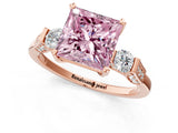 Rose gold Fancy Pink Princess Cut Brilliant Three-Stone Pave Band with Four-Prong Setting_1