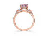 Rose gold Fancy Pink Princess Cut Brilliant Three-Stone Pave Band with Four-Prong Setting_3