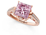 Rose gold Fancy Pink Princess  Cut Cathedral Pave Diamond Engagement Ring with Six-Prong Setting_38