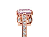 Rose gold Fancy Pink Princess  Cut Cathedral Pave Diamond Engagement Ring with Six-Prong Setting_42