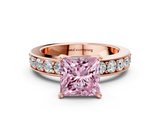 Rose gold Fancy Pink Princess  Cut Channel Set Diamond Engagement Ring with Four-Prong Setting