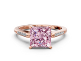 Rose gold Fancy Pink Princess  Cut Channel Set Solitaire Engagement Ring with Four-Prong Setting