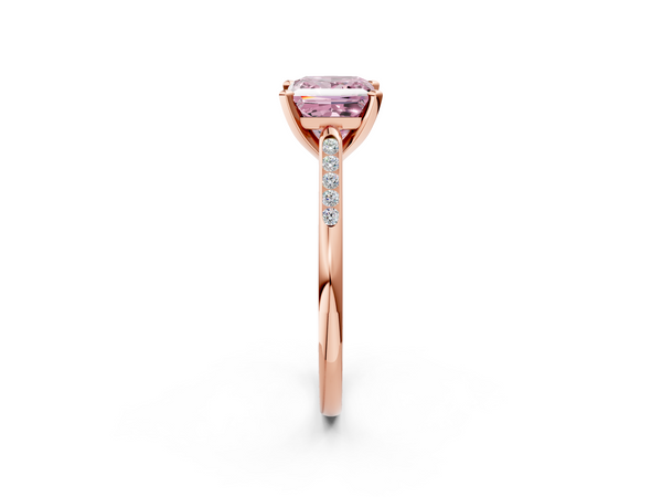 Rose gold Fancy Pink Princess  Cut Channel Set Solitaire Engagement Ring with Four-Prong Setting